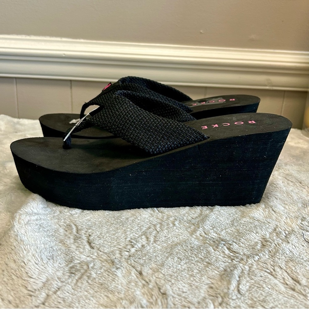 Rocket Dog Black Wedge Sandals Sz 11 NWOT - Picture 6 of 11